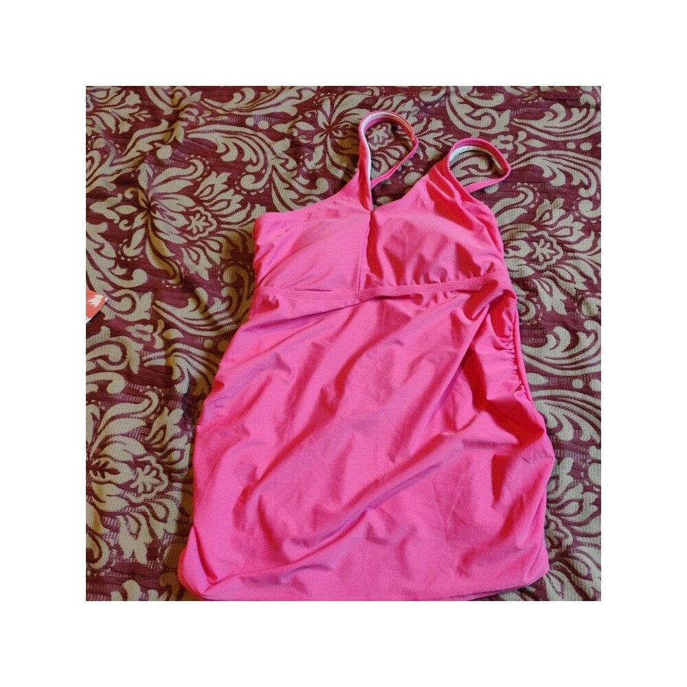 Isabel Medium One Shoulder Maternity Swimwear Womens Padded Pink Tankini Top